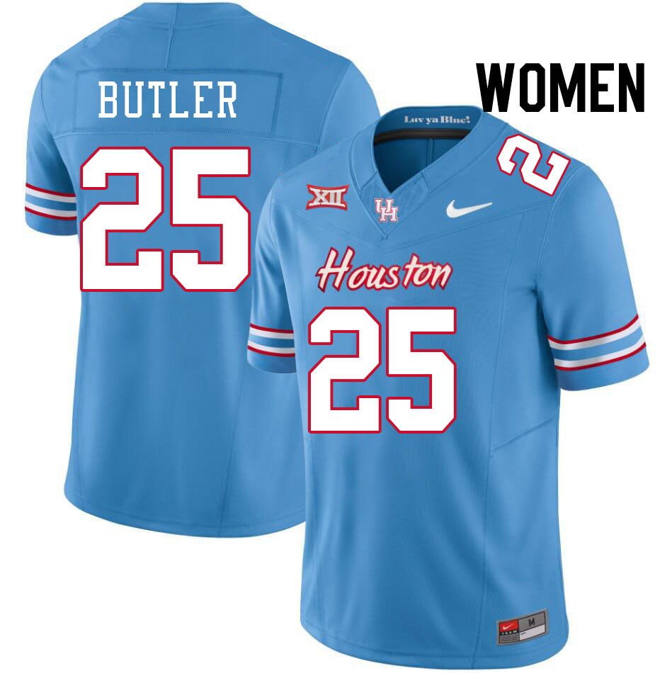 Women #25 DJ Butler Houston Cougars College Football Jerseys Stitched-Oilers